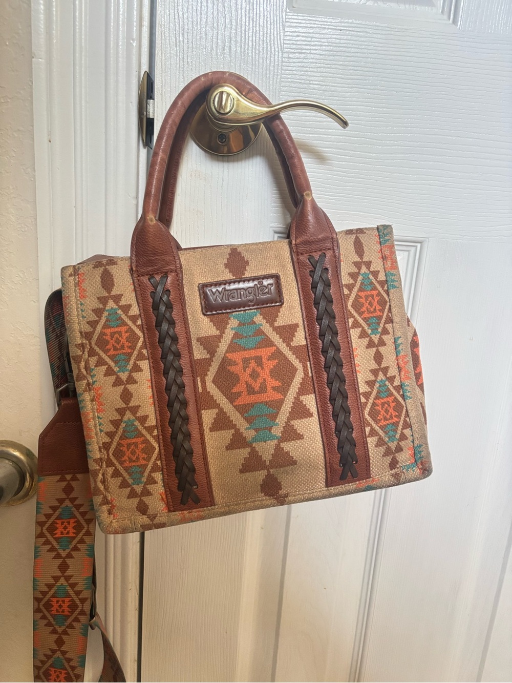 Wrangler Southwestern Tote in Tan, Orange & Turquoise